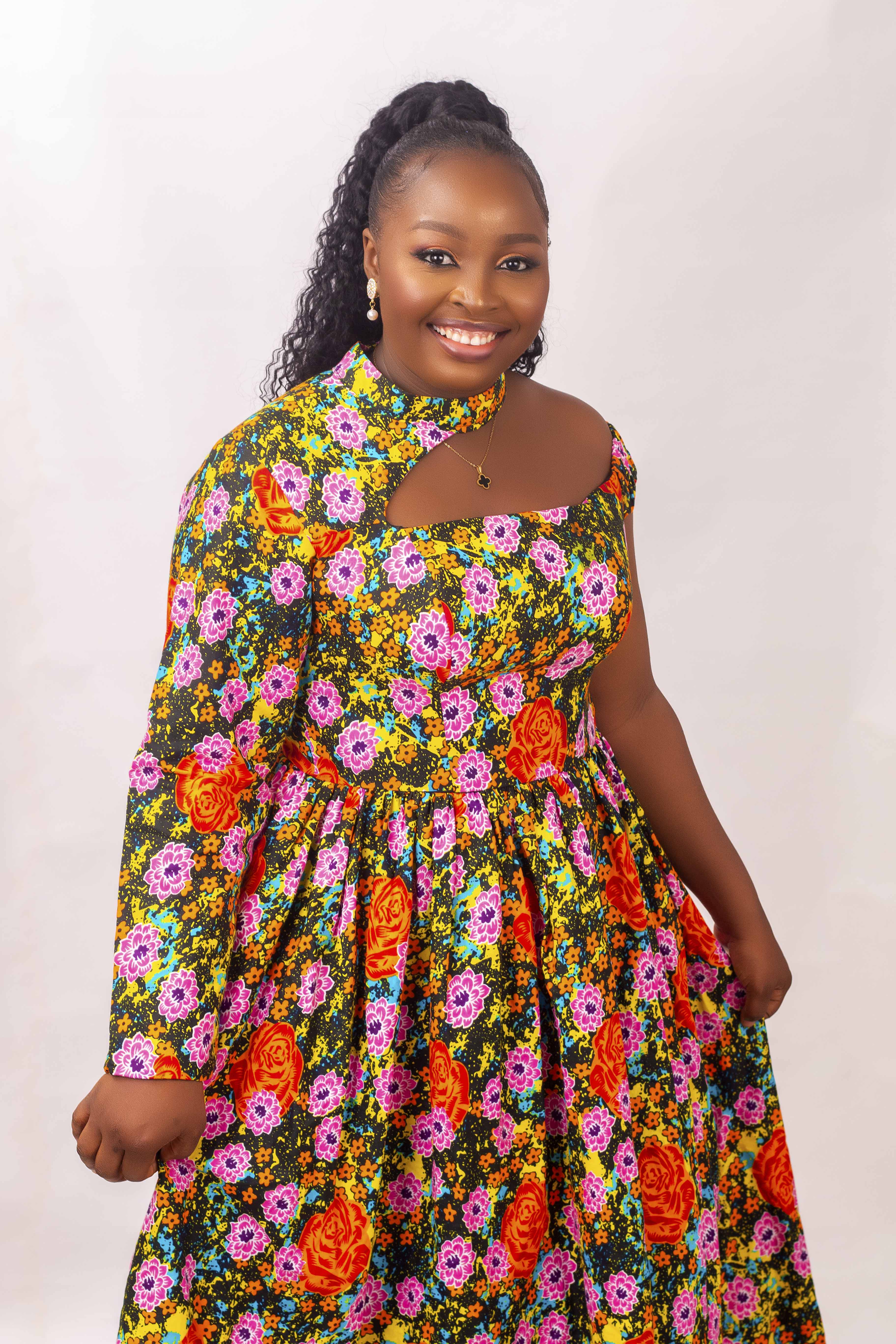 African Print Fitted Dress with Collar – Pure Gazelle